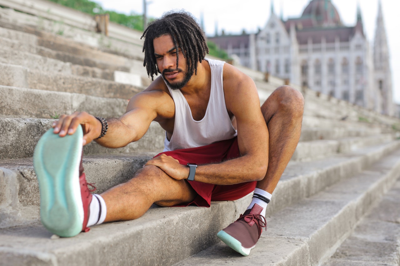 Athlete stretching